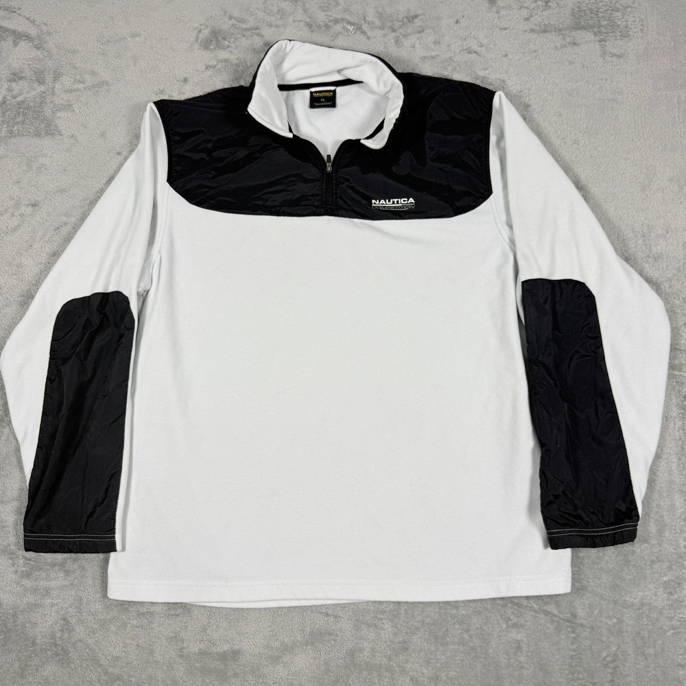 Vintage Nautica Competition Mens XL Fleece Pullover Quarter Zip Colorblock